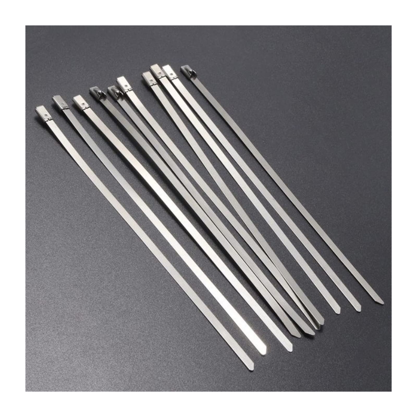 Fascette per cavi con chiusura a sfera in acciaio inossidabile 304 da 100 pezzi Fascette per cavi in metallo con testa autobloccante Fascette in acciaio (Colore: Argento, Dimensioni: 100 pezzi-450 m