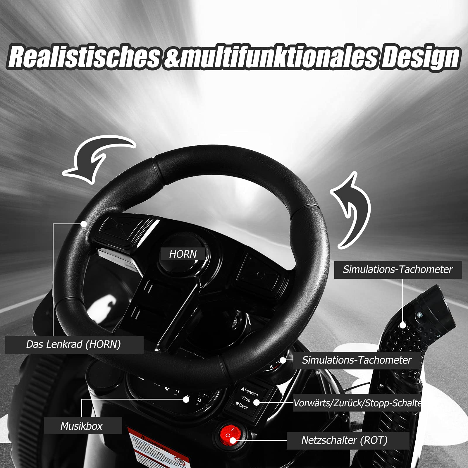 GOPLUS Traktor elektryczny dla dzieci w wieku 3-8 lat, 12 V, z pilotem zdalnego sterowania 2,4 G, zdejmowaną przyczepą, reflektorem, odtwarzaczem MP3, portem USB, lampką ostrzegawczą, traktorem