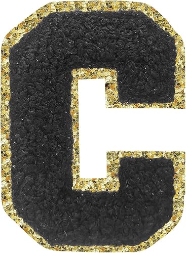 Miniatura 50 de Parches de letras termo-adhesivas de felpilla para chaquetas, parches de letras universitarias con brillantina para planchar en la letra azul A