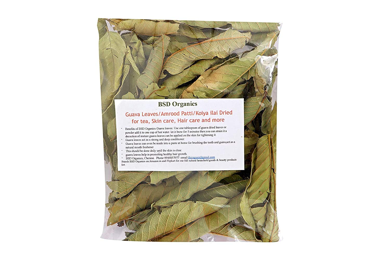 Bsd Organics Guava Leaves/Amrood Patti/Koiya ilai Dried for tea and more-100grams/3.5 Ounce