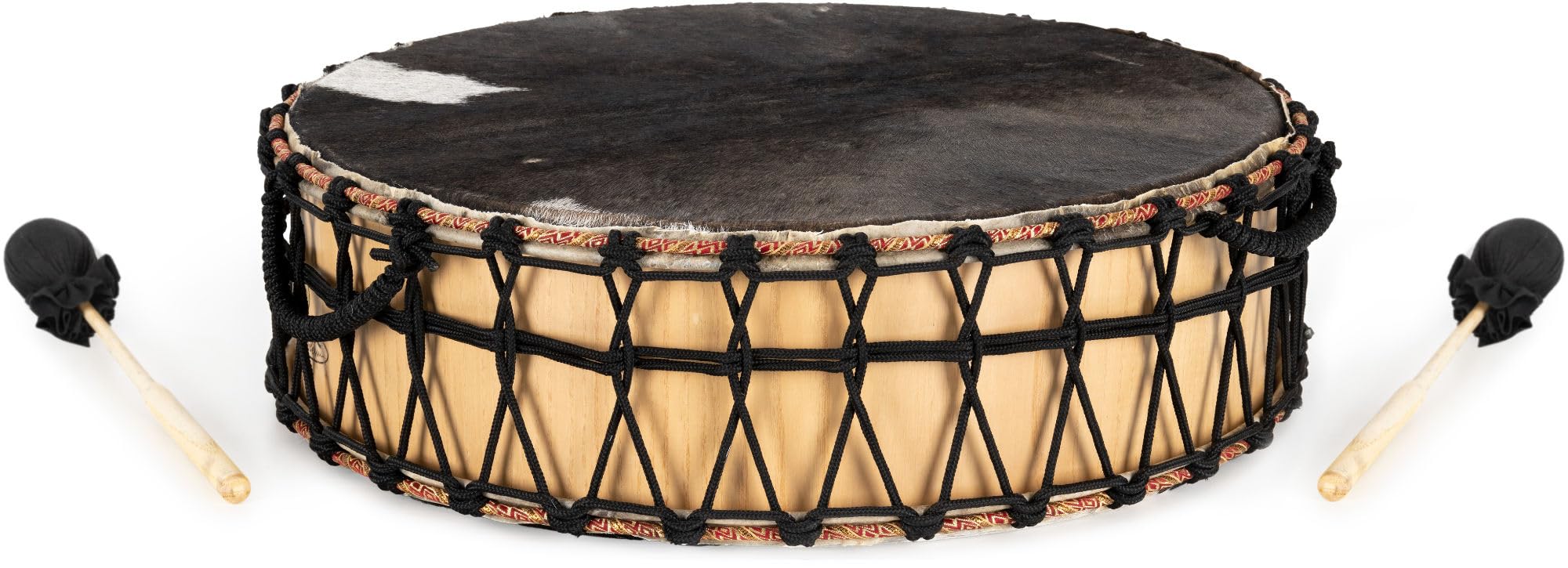 Classic Cantabile Tambour Chamanique 20", Housse de transport, 5 cm | 2 maillets en feutre et pied inclus, Peau de chèvre des deux côtés, Fût en bouleau, Pied en hêtre, Hauteur totale: 58 cm