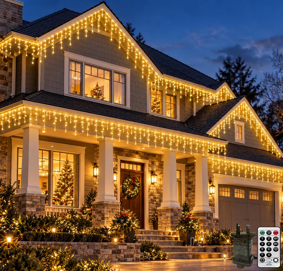 CERIAL 20M 540LEDs Eisregen Lichterkette Außen Weihnachten Lichterketten mit Timer,Lichtervorhang Eiszapfen Lichterkette Weihnachtsbeleuchtung mit Stecker, für Outdoor Urlaub Hochzeit, Warmweiß Beleuchtung