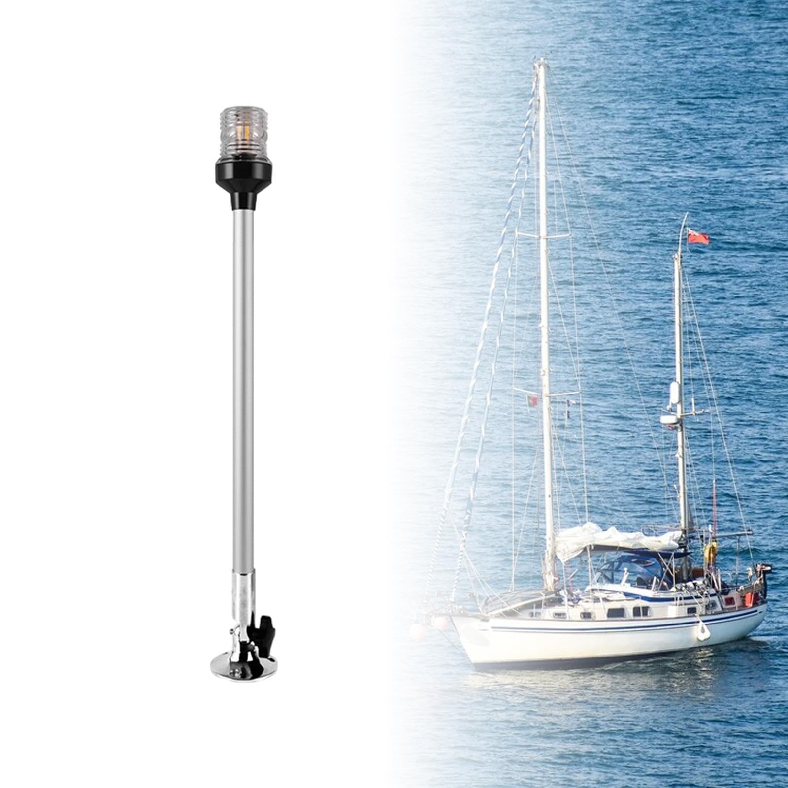 Luce di Navigazione Marina Luce di Poppa per Barche, Resistente al Calore da 3 W, Illuminazione a 360 Gradi Base in Acciaio Inossidabile Luce per