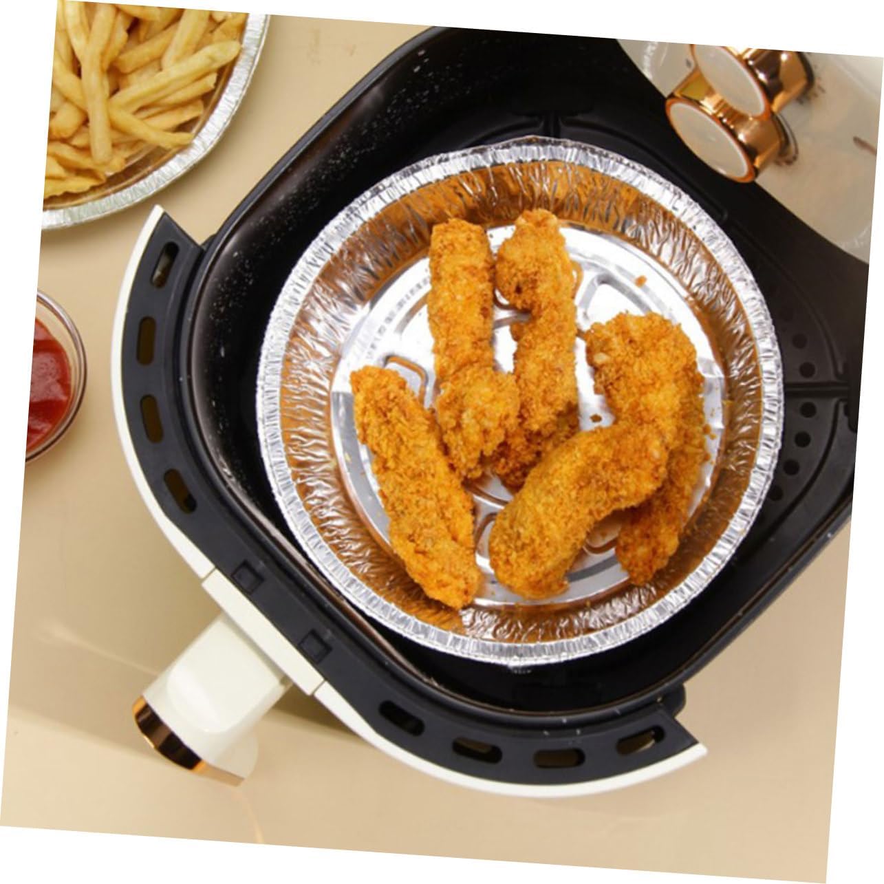20pcs Aluminum Pans Baking Bowl for Air Fryer Baking Pan Lid High-temperature Resistance