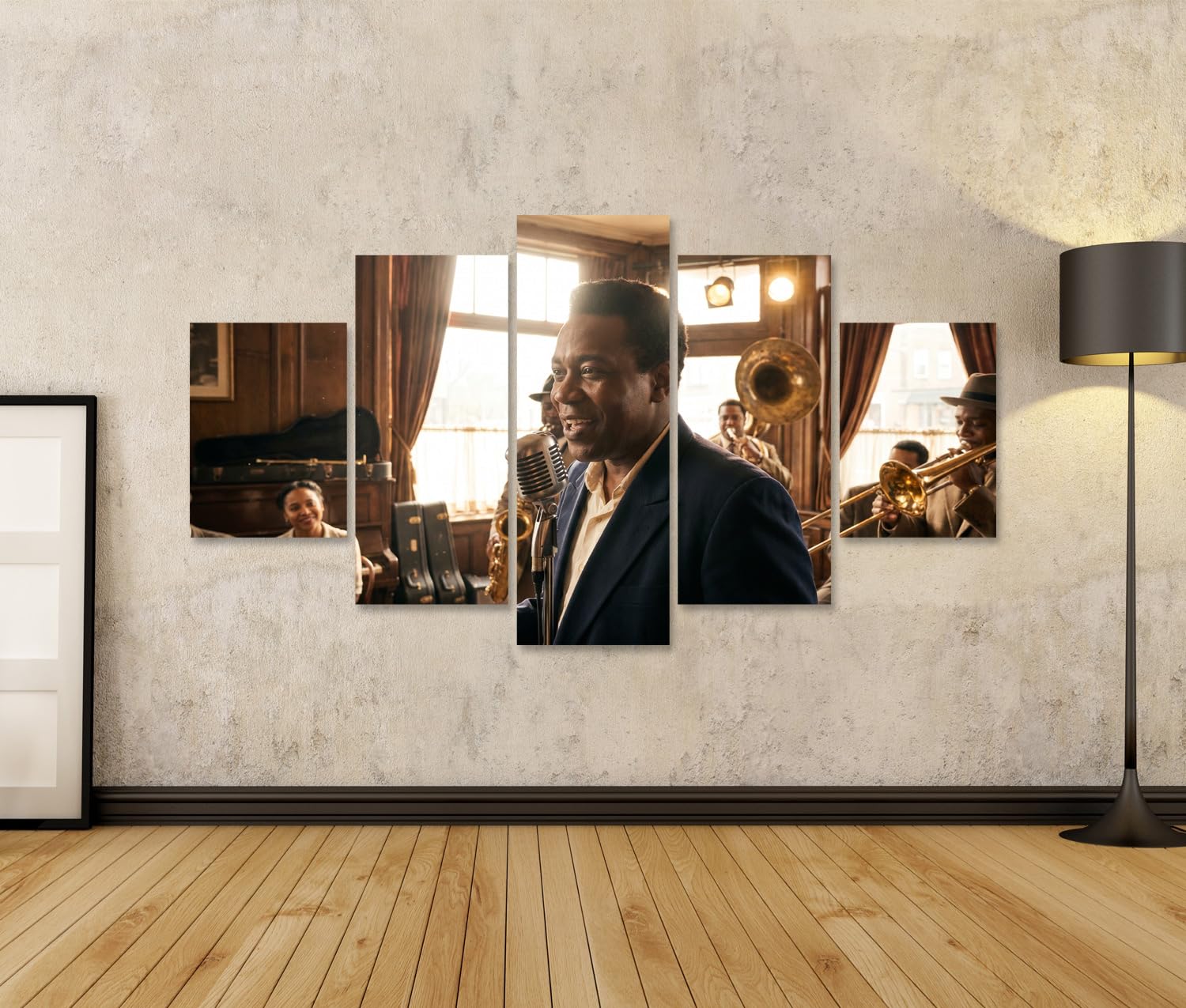 islandburner Quadro su tela con cantante Soulful Blues, decorazione da parete per soggiorno per gli amanti della musica, 5 pezzi