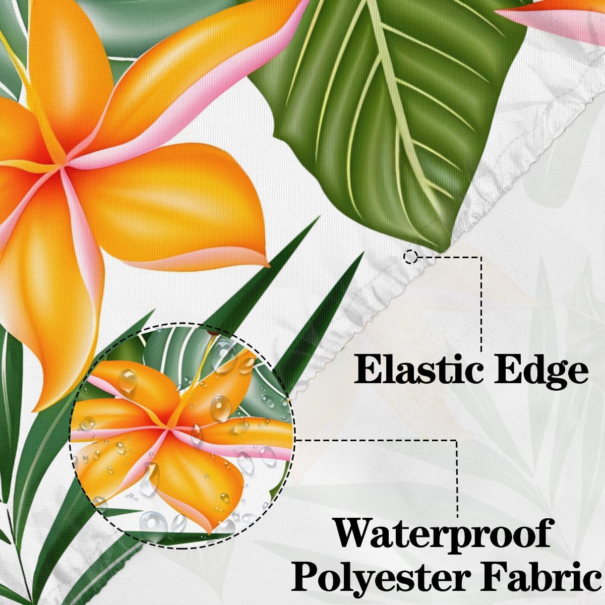 Hawaiian Palm Flower 8ft Rectangle Fitted Picnic Tablecloth 32"x96" image 2