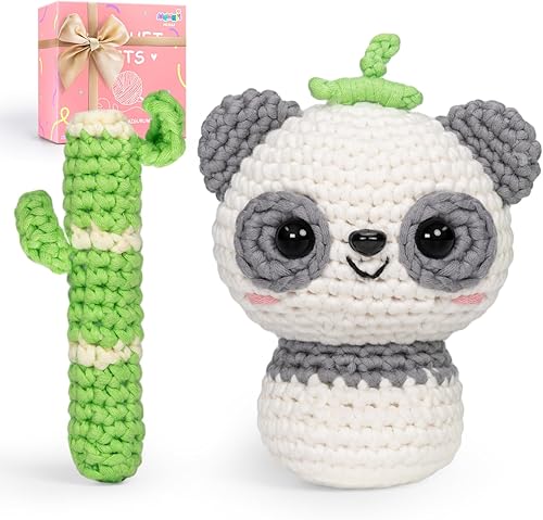 Mewaii Kit de ganchillo para principiantes, kit completo de bricolaje con más de 40% de hilo de cinta preiniciado tutoriales en video paso a paso