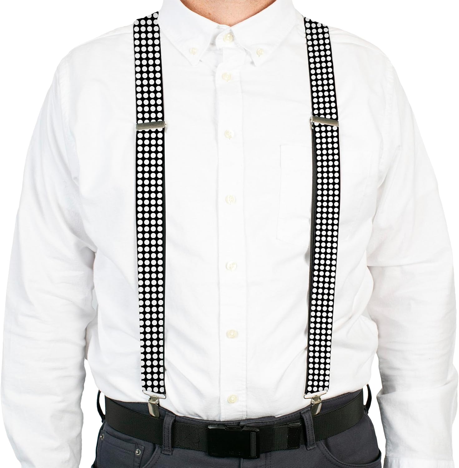 Buckle-Down Suspenders, Mini Polka Dots Black White