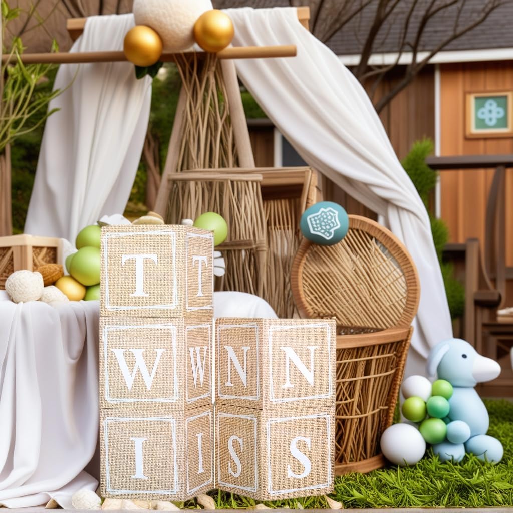 TWINS Balloons Boxes, 5 PCS Rustic Farmhouse Style Boho Balloon Boxes for Baby Birthday Party Decorations image 2