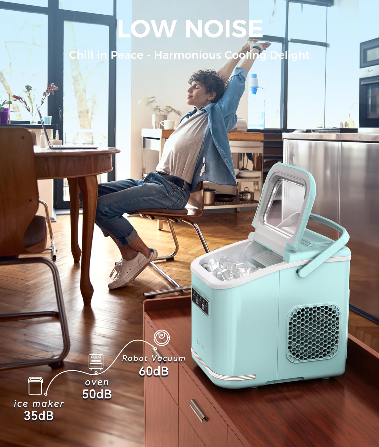 Ecozy Commercial Under Counter Ice Maker Machine, 80 Lbs/Day, 24 Lbs Storage, Automatic Cleaning/24h Timer/Smart Lcd Panel, For Commercial & Home Use on Fridge.com - View 5