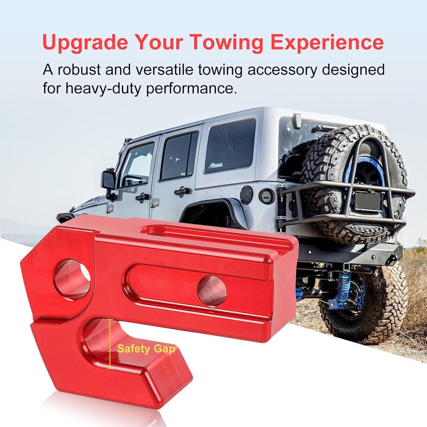 Hitch Slider, 2" Towing Hitch Receiver Skid Protection 45,000 lbs Compatible with 3/4" D-Ring or Soft Shackle for Off-Road Trucks SUV Vehicle Towing Recovery Hitch Protection (Red) - Image 7