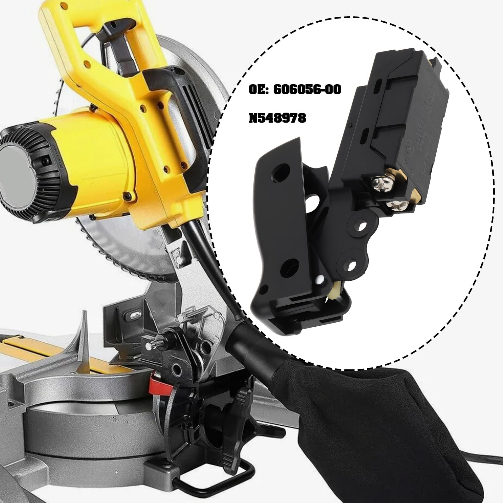 EMSea Interruptor de Encendido Del Gatillo de La Sierra Ingletadora 606056-00 Compatible con DeWalt DW712 DWS780 DW716 DW718 N548978