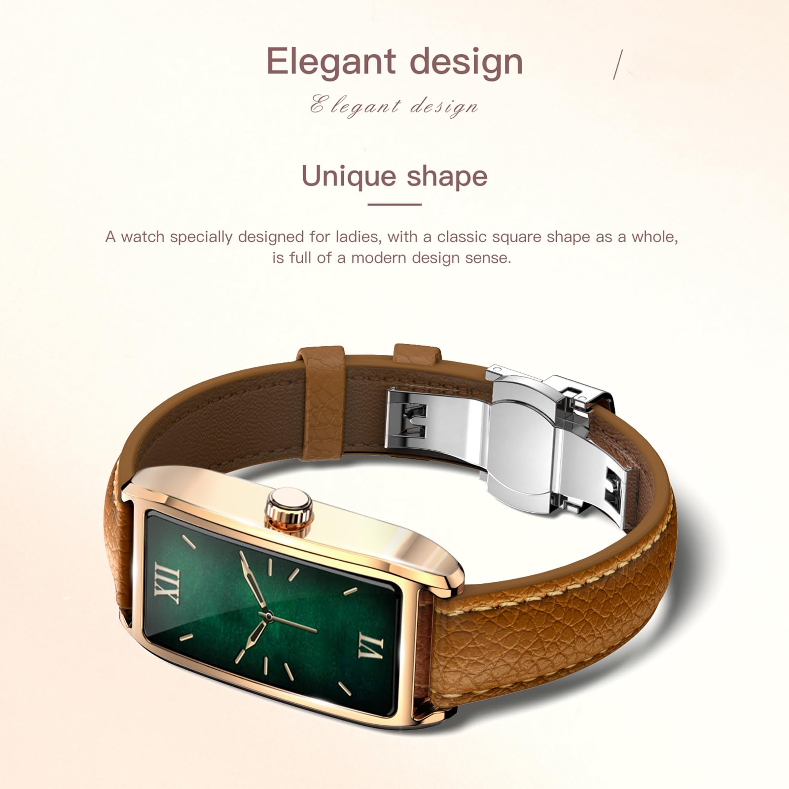 Fitness Tracker Mujer Elegante Smartwatch con Monitor de Sueño Frecuencia Cardíaca Podómetro Contador de Calorías Ciclo Menstrual Relojes de Lujo para Mujeres Cuero Rosa Smartband