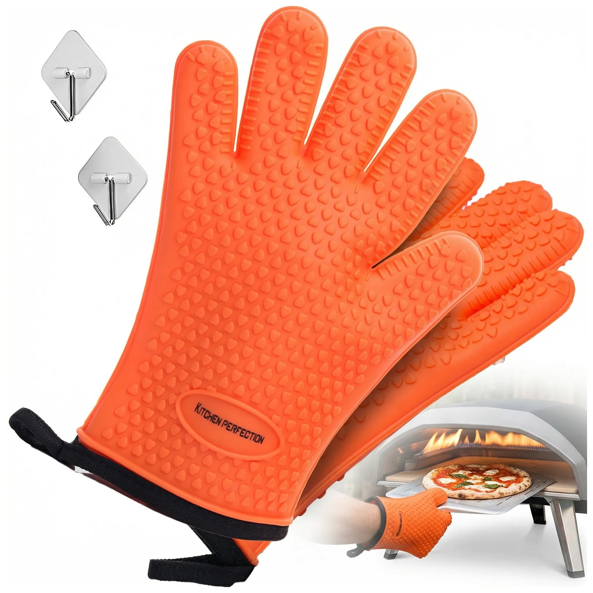 Kitchen perfection Silicone Pizza Oven Gloves - Heat Resistant Oven Mitts