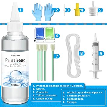 Spaceink Printhead Cleaning kit 200mL for E pson Printer, Printer Cleaning Kit for HP, Print Head Cleaning Kit for Canon, Inkjet Printer Nozzle Cleaning Kit for Brother