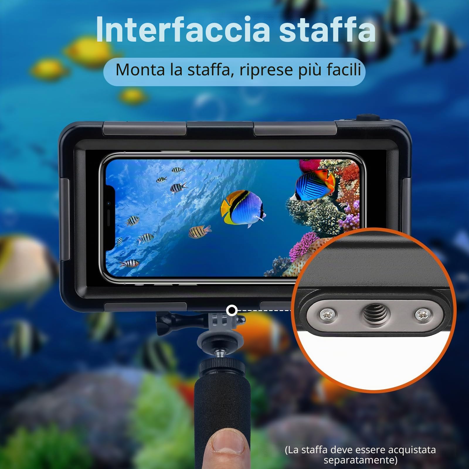 Custodia subacquea universale per smartphone da 4,7 – 6,9 pollici, protezione professionale [15 m/50 ft], touch screen, con mirino anti-appannamento, custodia impermeabile per snorkeling, surf, foto e