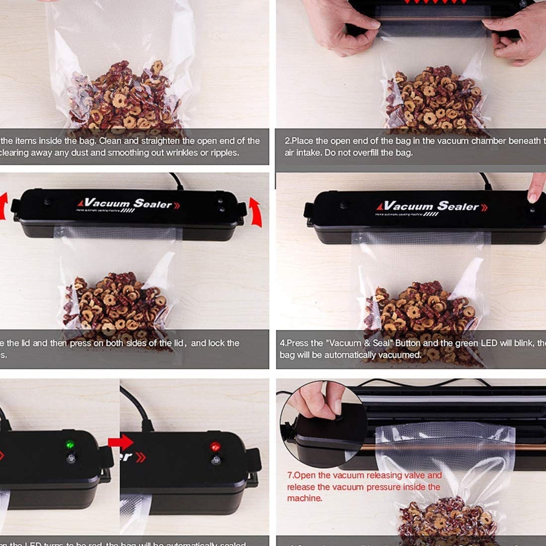 Machine d'emballage sous vide alimentaire, un bouton d'évacuation automatique + fonction d'étanchéité machine de conservation, adaptée pour la viande, les œufs, les légumes, le stockage de fruits