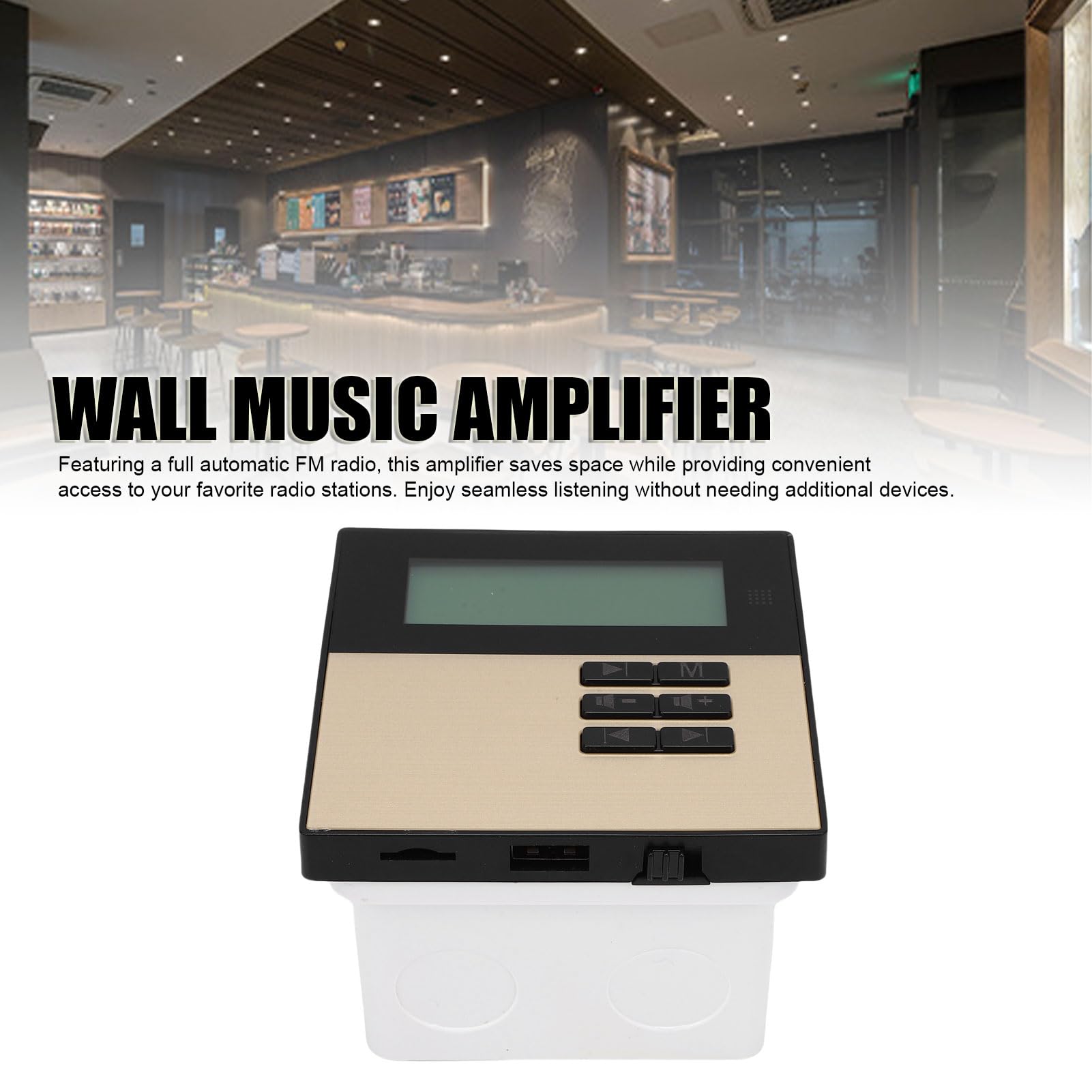 Cryfokt Wall Mount Stereo Amplifier with Remote Control | Design sottile, tecnologia Bluetooth 5.3, supporta MP3, WMA, WAV, adatto a piccoli spazi