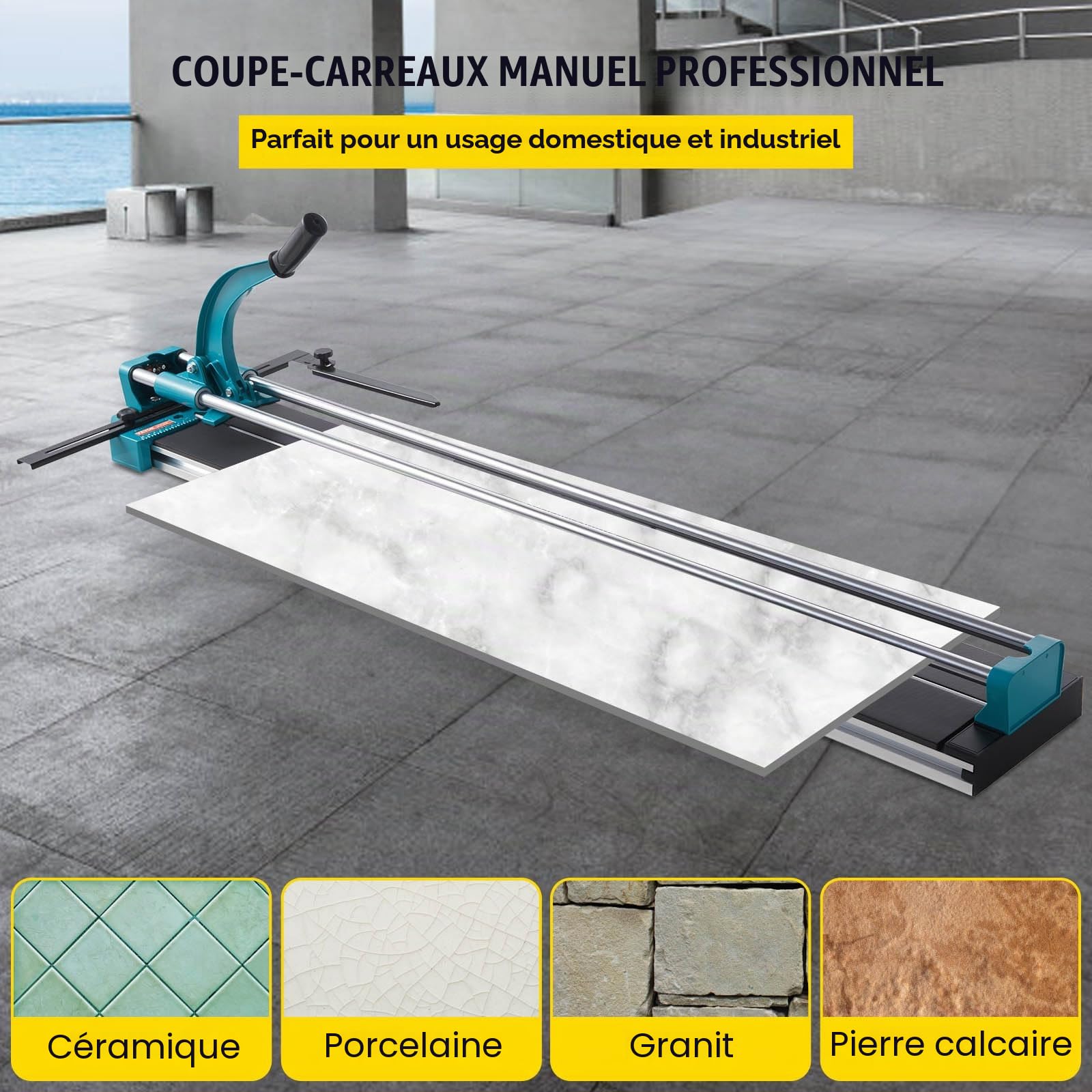 BestEquip Coupe-carreaux manuel 120cm en acier, pour couper les matériaux en pierre y compris les carreaux de sol normaux/les polis Bleu