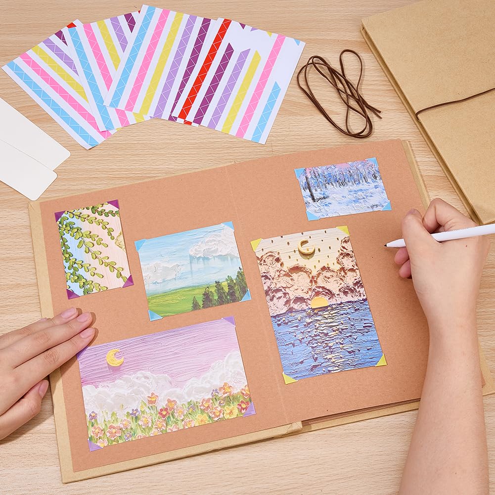 SUPERFINDINGS 2 Stück Faltbare Sammelalben Dehnbare Faltbare DIY Fotoalben mit 4 Blättern Aufklebern 11.02x8.27Zoll Braun Hardcover Kraftpapier Sammelalbum Fotosammlung für Hochzeit