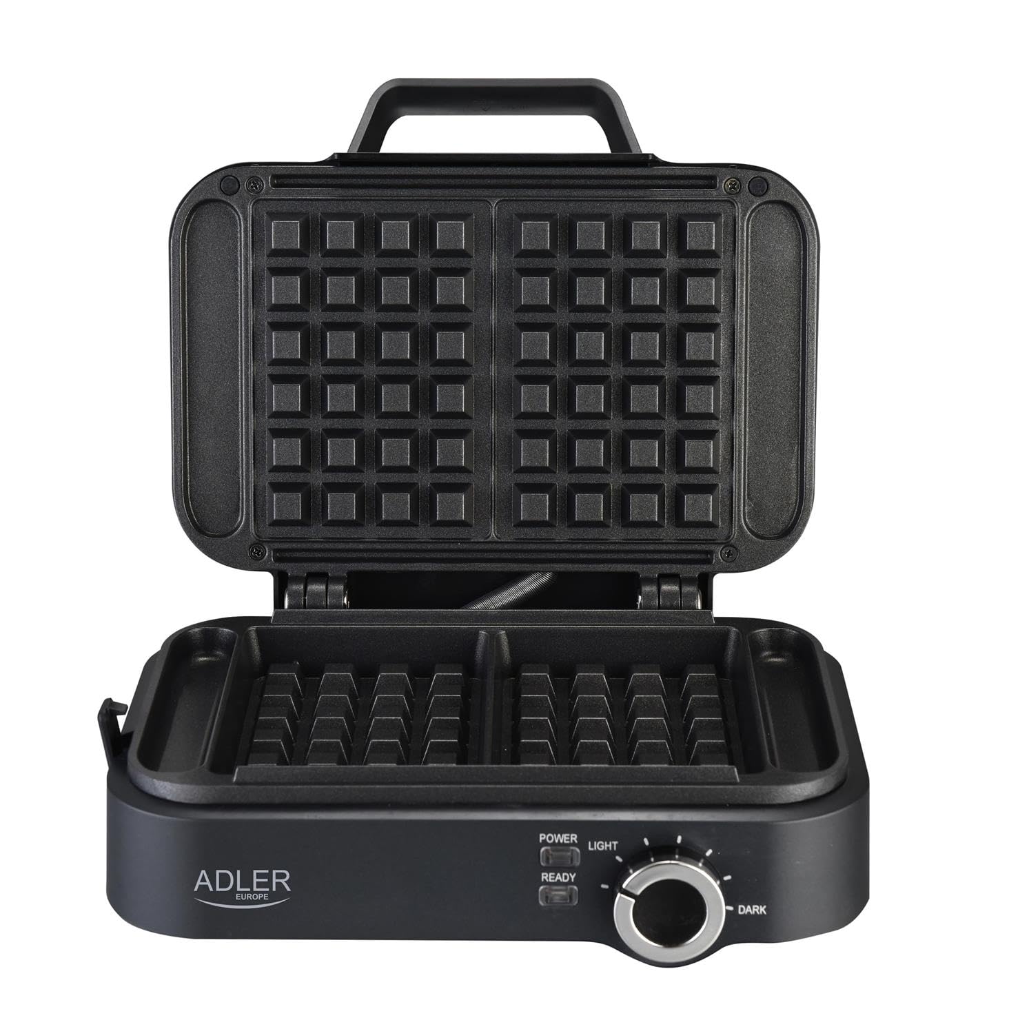 Adler Europe - Gofrera doble 2000W Nivel de calentamiento ajustable Dos gofres clásicos a la vez Revestimiento antiadherente 2 luces indicadoras Placas de gofres profundas