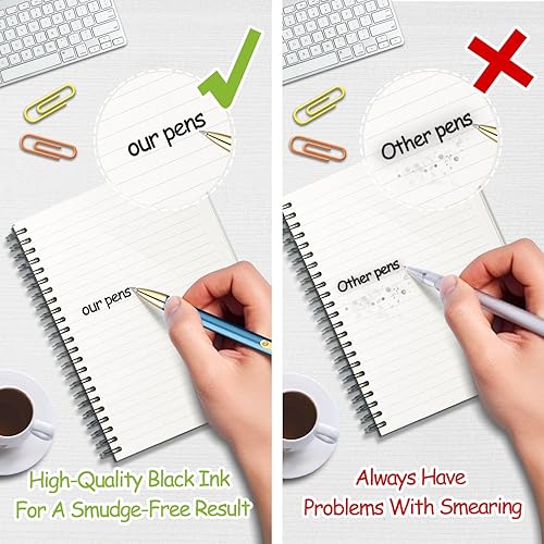 Miniatura 9 de YONCOUX 3 bolígrafos de punta media de tinta negra, punta media 0.5, retráctiles, bonitos bolígrafos de regalo de metal con 10 recambios adicionales