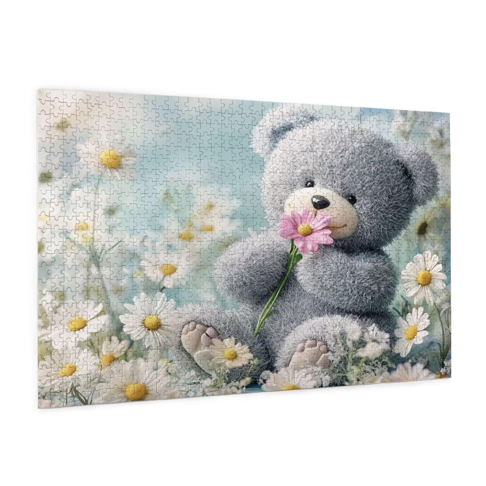 Puzzle 1500 Teile, Puzzle Erwachsene, Holzpuzzle Blume Impossible Jigsaw, Clevere Rätsel, HD Farbe Jigsaw mit Geschenkbox Verpackung for Room Decor, Geschenke für Frauen Kleiner Bär 87x57cm p-1820
