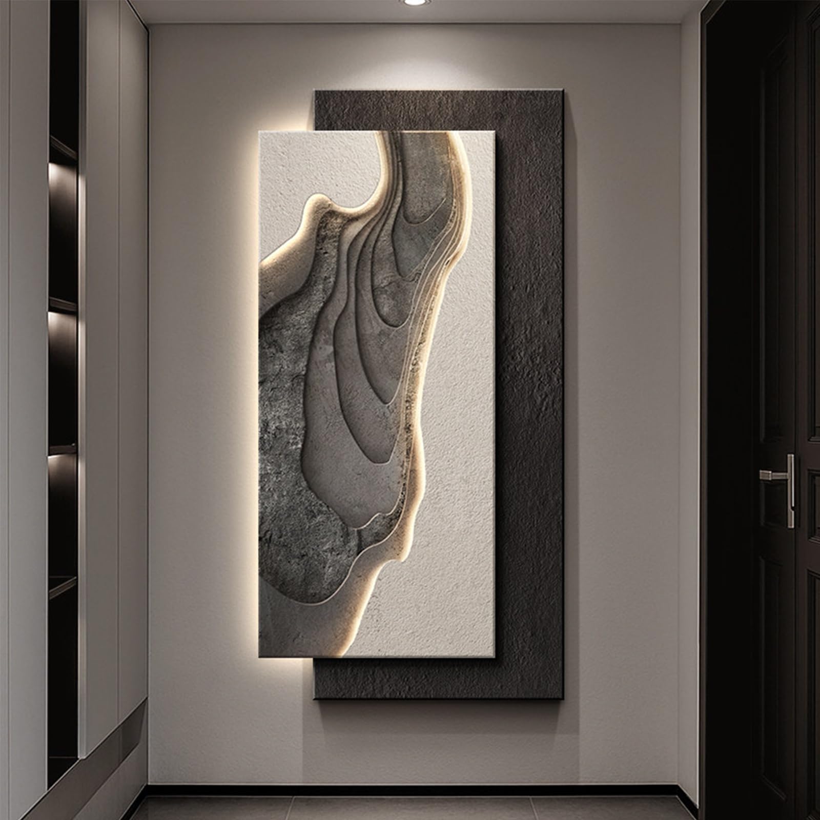 PGZMDTWI 3D Sandstone Remote LED Modern Abstract Sculpture,Living Room Entryway Hallway Accent Wall Décor(C,40 * 80CM .8 * 31.5IN)
