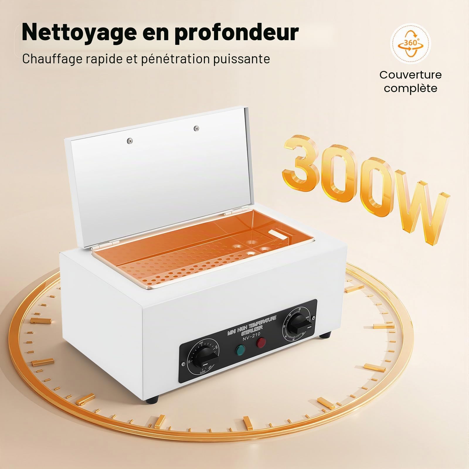 MINRS Stérilisateur à air chaud - 300 W - 220 °C - Avec minuterie - Pour salon de beauté, salon de manucure, salon de coiffure