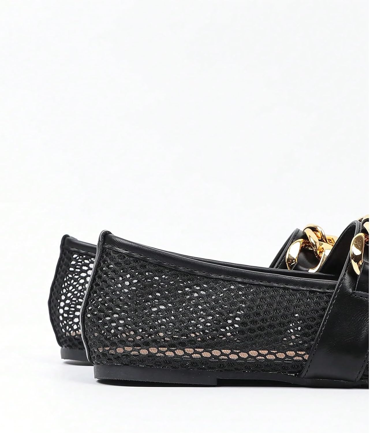 Milumia Women's Mesh Ballet Flats Chain Strap Slip on Summer Beach Bellerian Shoes