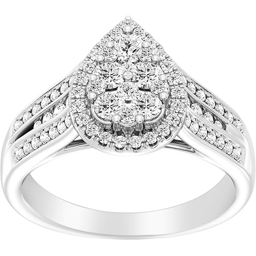 GILDED Women's Lab-Grown Diamond Engagement Ring, 1ct/0.75ct/0.5ct | Pear, Round, Square & Oval Cuts | 925 Sterling Silver or 14K Gold-Plated