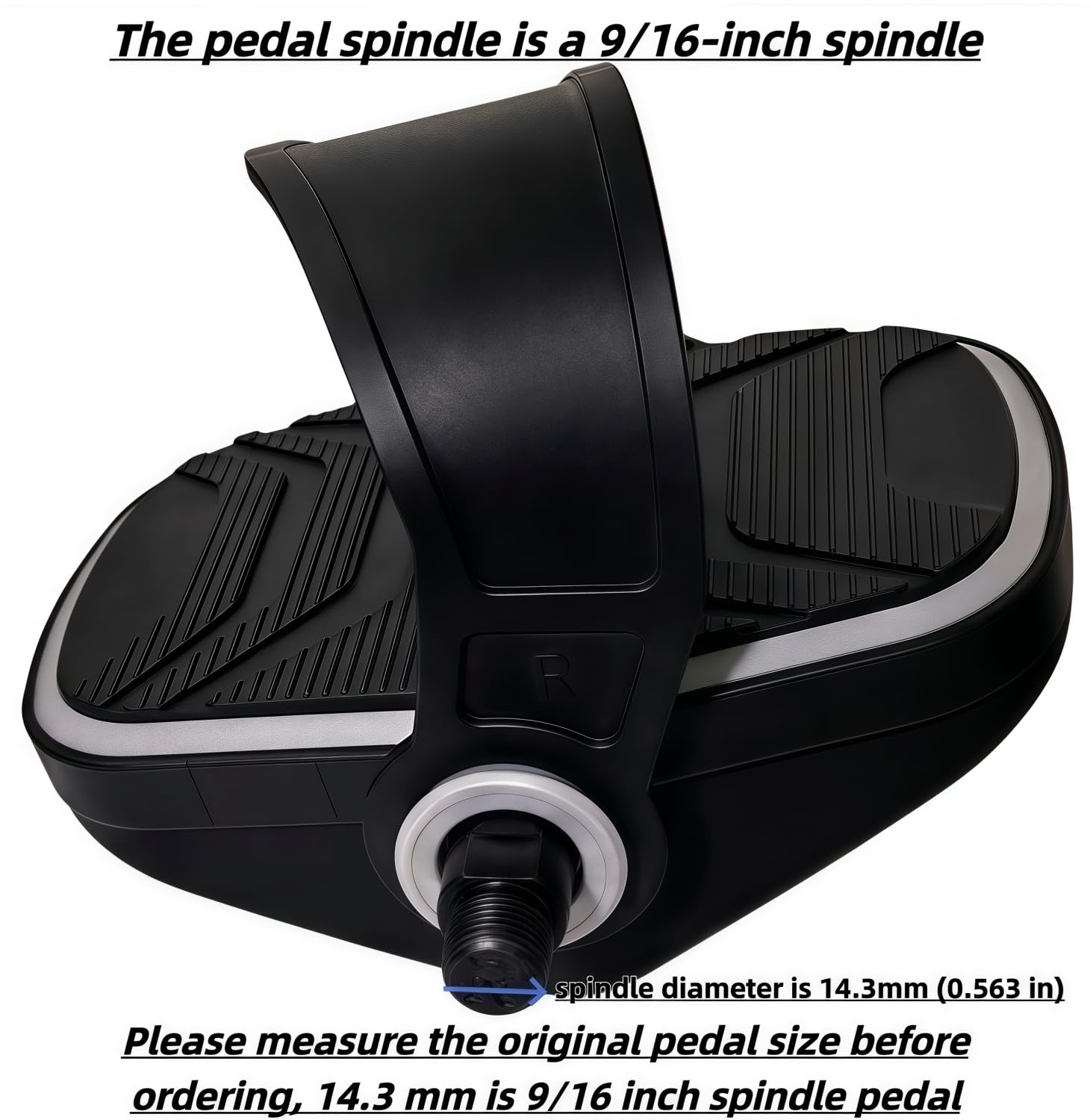 YBEKI 1 coppia di pedali premium per cyclette con cinghie - Spina da 9/16" (14,3mm) - Pedali per bicicletta regolabili e antiscivolo per spinning bike/ciclismo indoor/cyclette - Incl. 12 mesi di