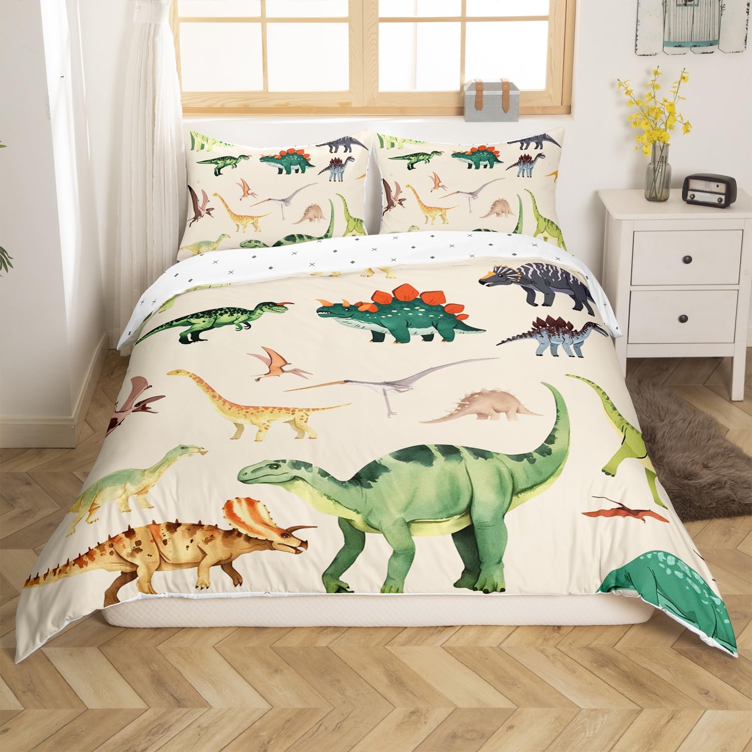 Homemissing Dinosaur Duvet Cover Set Super King Size For Kids Boys Teens Jungle Dino Bedding Set Wild Animal Bedding Comforter Cover Set 3D Digital Print Room Decor Quilt Cover with 2 Pillowcase