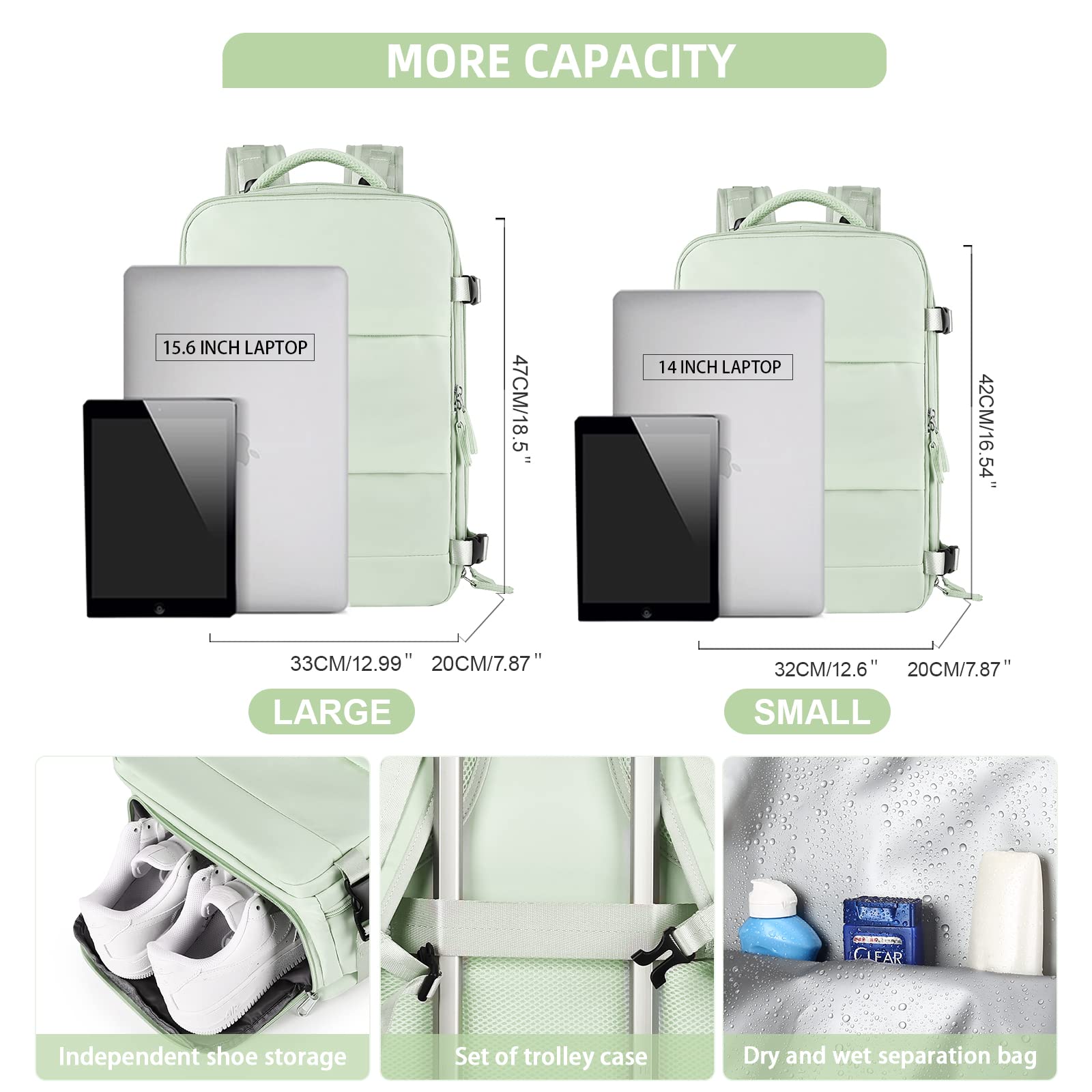 BJLFS Borse da Cabina per Ryanair 40x20x25 Bagaglio a Mano Zaino Borsa Zaino da Viaggio, Zaino da trekking,Zaino Easyjet 45x36x20,Zaino Casual per laptop da 14 pollici per scuola