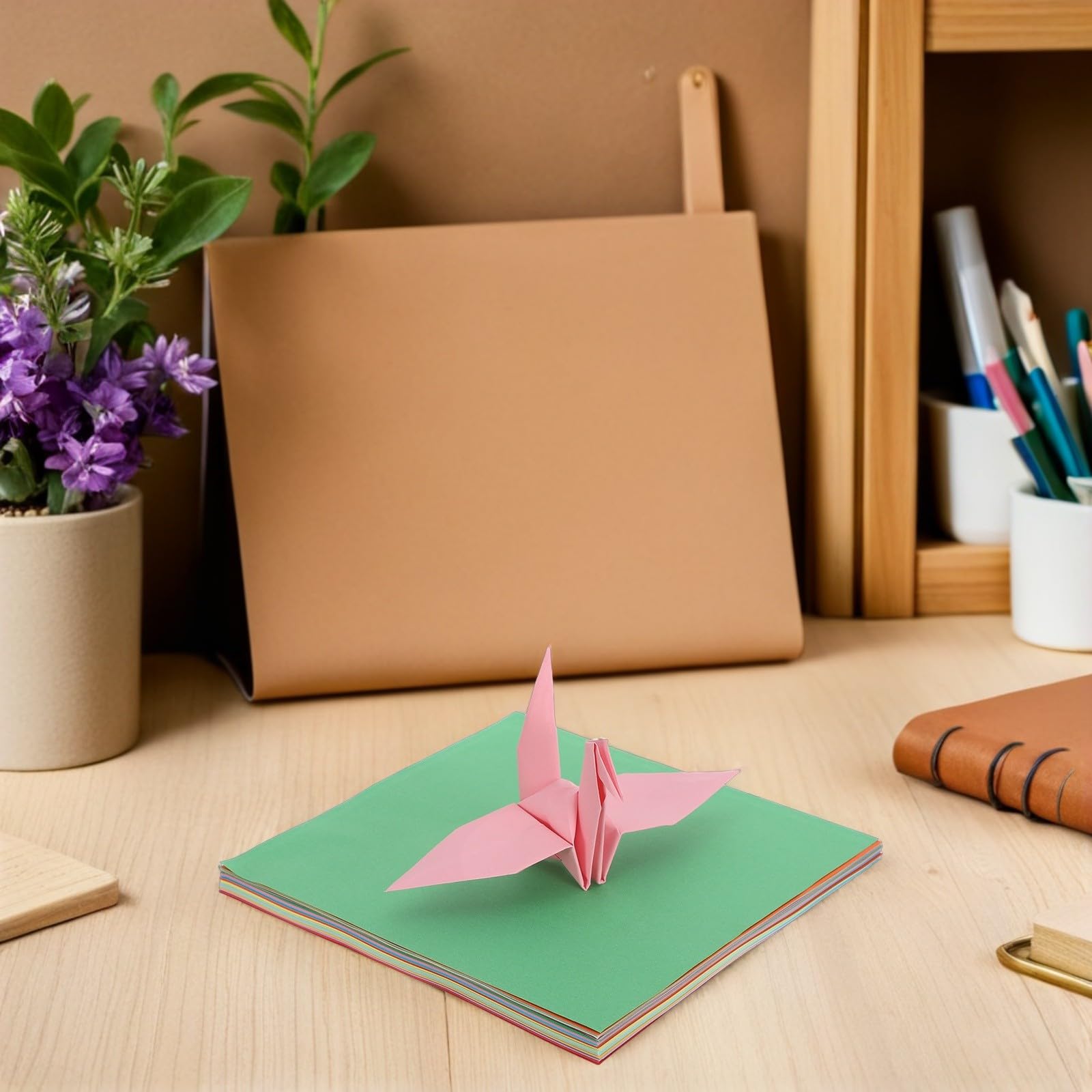 300 Unidades Papel de Origami Rigidez Mezcla de 10 Colores 17x17 Cm Papel para Manualidades y Doble Cara Adecuado para Demostraciones Educativas y Infantiles