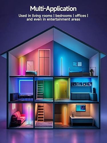 Miniatura 8 de Lámpara de pie de esquina, lámpara de esquina LED RGB con sincronización de música, aplicación inteligente y control remoto, luz ambiental que