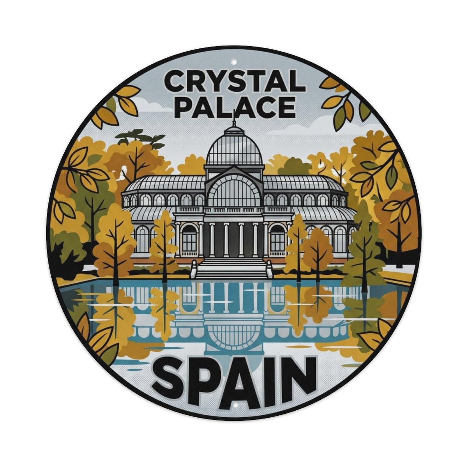 Madrid Crystal Palace Spain Landmark Travel Metal Tin Sign