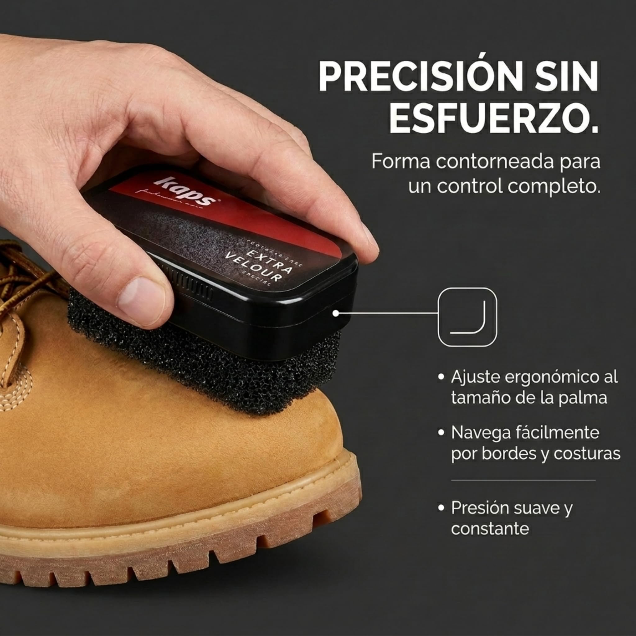 Cepillo de Esponja Premium para Zapatos de Nobuck y Ante, Extra Velour de Kaps