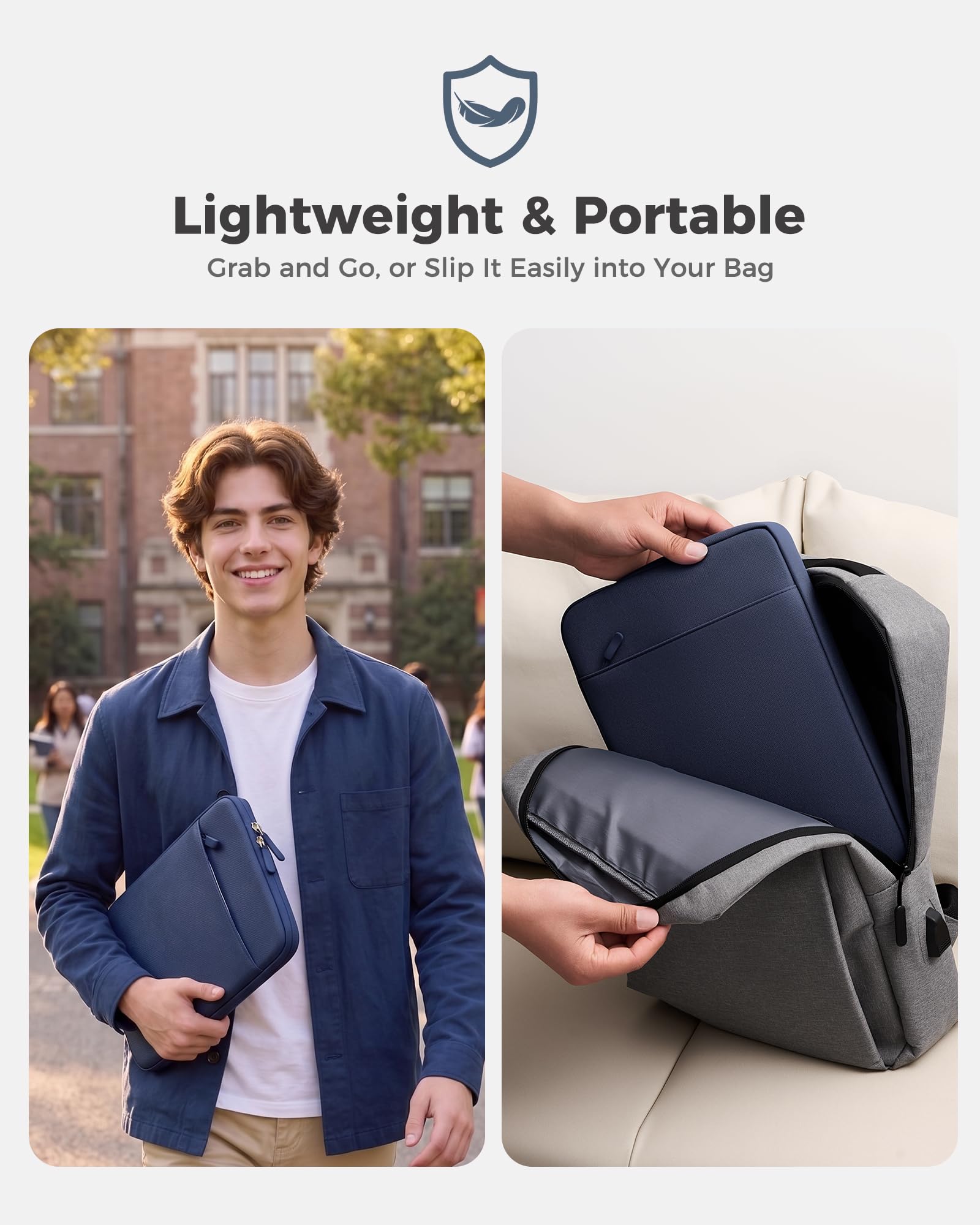 ProCase MacBook Neo専用設計パソコンケース 13インチ カラーコーデPCケース ノートパソコンケース - グレーチェック | 2026年モデル（A18 Pro）対応，保護スリーブ,薄型インナーバッグ,ソフト裏地, 衝撃吸収, 傷防止, 軽量, 持ち運び便利, 通勤通学