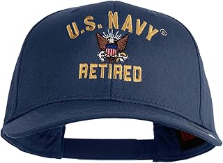 US Navy Retired Military Embroidered Solid Cotton Twill Pro Style Cap