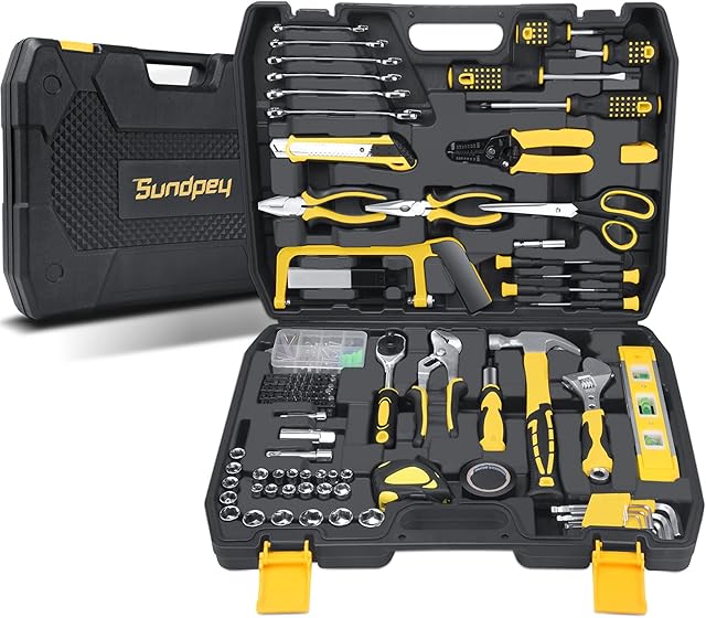 Sundpey 194 Pcs Tool Kit Set - Tool Kits for Home Office DIY Maintenance Hand Tool Set for Mechanic Erepair Including Screwdrive Socket Wrenche Set