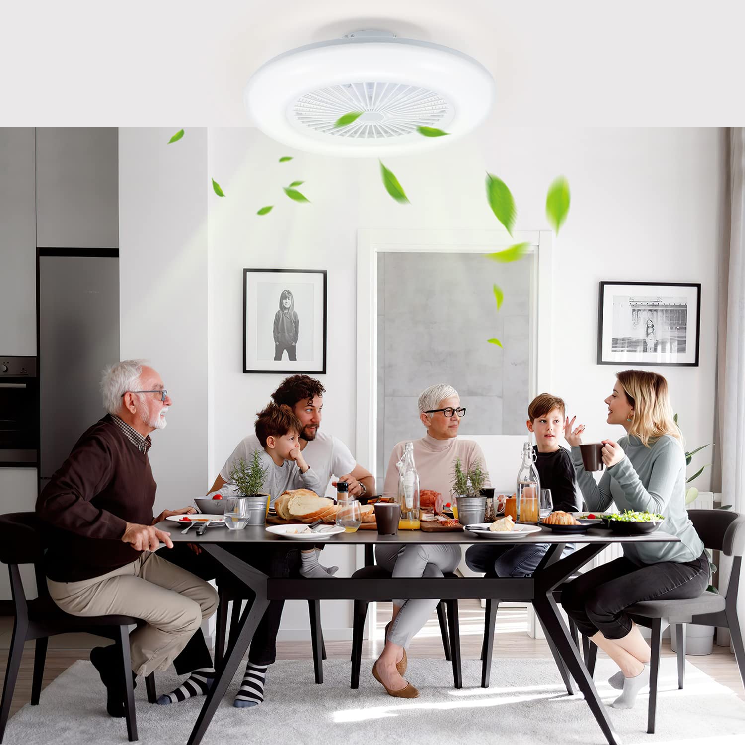 Daromigo 80W Ventilatore da soffitto con luce telecomando e APP, Modalità Estiva e Invernale, Dimmerabile LED Plafoniere mit 6 Velocità Della, 3 Light Color Change und Timer
