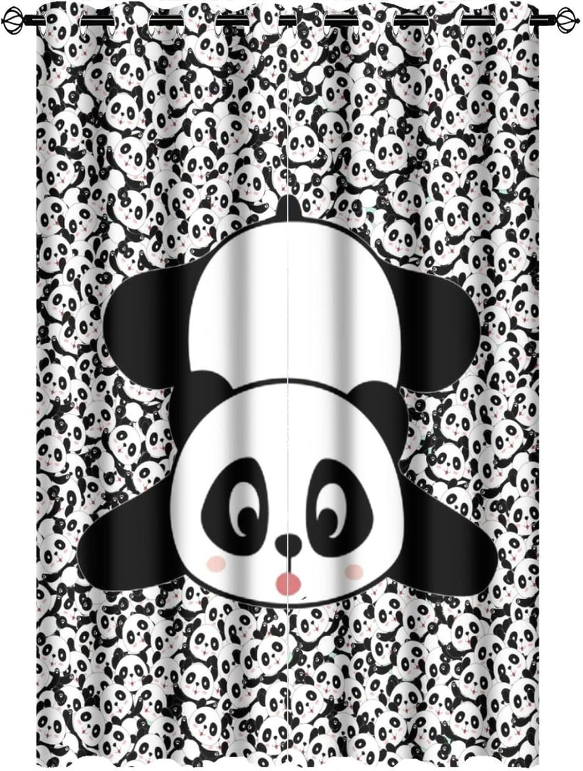 Lovely Cartoon Panda Ultra Soft Premier Blackout Curtains,Cute Forest Animal PandaThermal Insulated Bedroom Noise Reducing Patio Door Grommet Top,2 Panels 63L x 21W