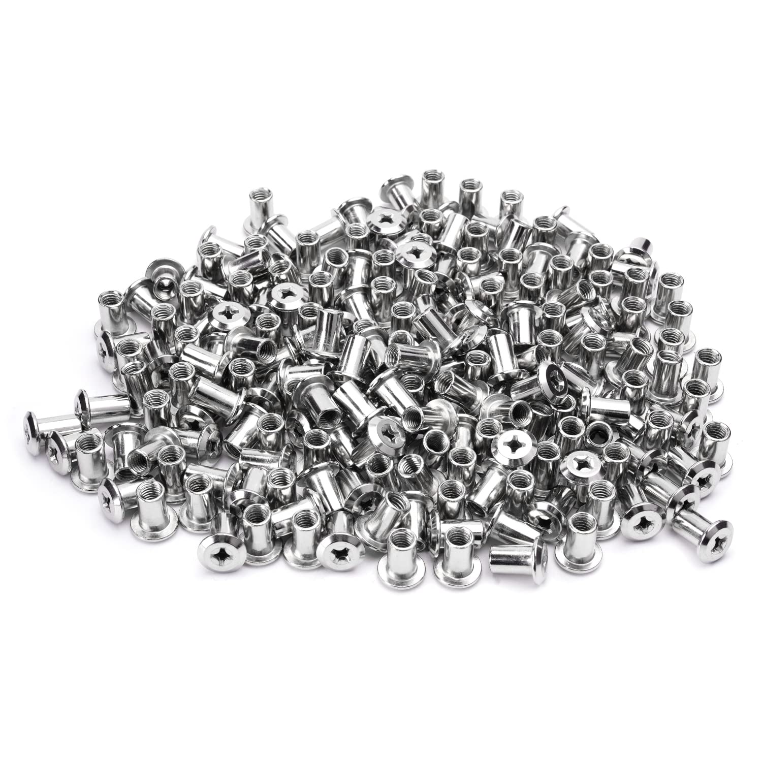 MroMax M6x12mm Nickel Plated Iron Insert Nut Rivet Phillips Head Nuts Screw Post Mounting for Furniture Installation Silver Tone 200Pcs