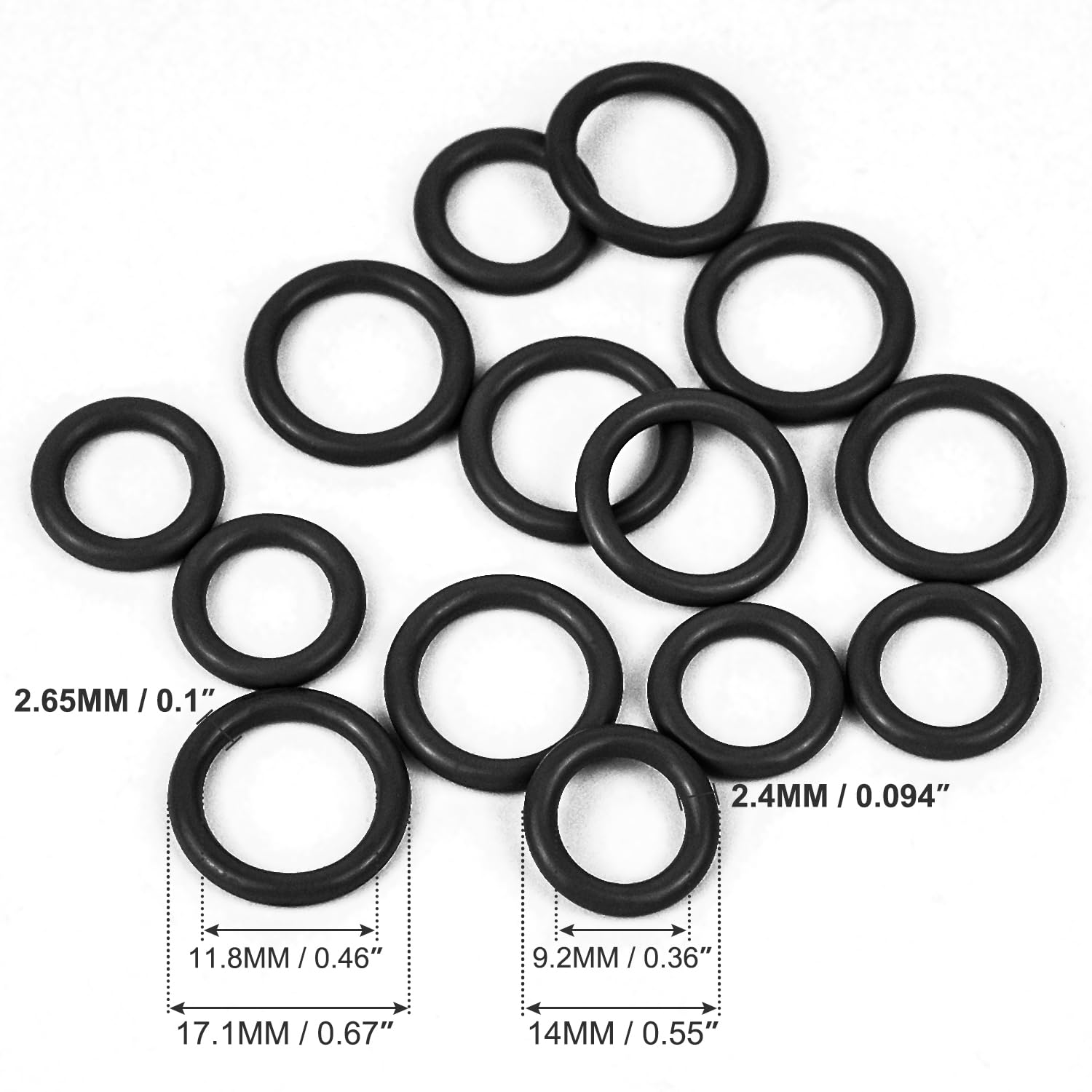 80 anelli O-ring per idropulitrice da 1/4" (40 pezzi), 3/8" (40 pezzi), accoppiatore a connessione rapida M22, raccordi per idropulitrice a connessione rapida, o anello, parti rondella (nero)