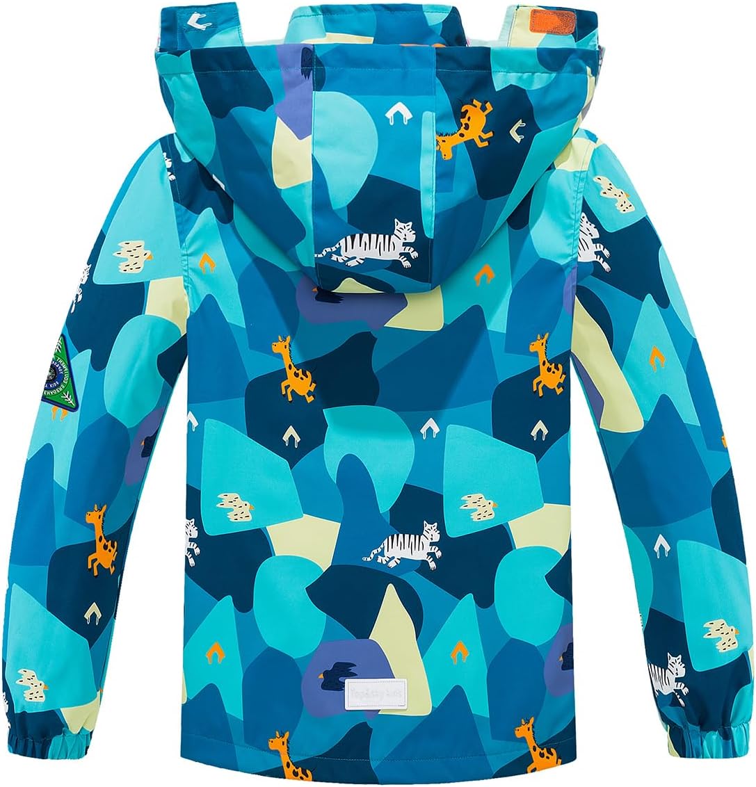 TAPUU Boys Girls Rain Jackets Waterproof Zip Hooded Windbreakers for Kids