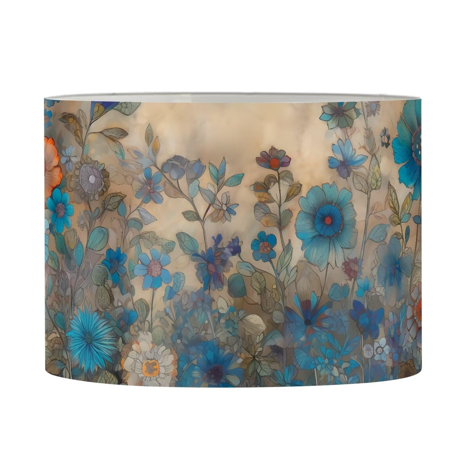 FANCOSAN Vintage Lampshade Blue Flower Pattern Chandelier Lamp Cover Light Accessories for Bedside Nightstand Lamp,Pendant Floor Light-L — image 1
