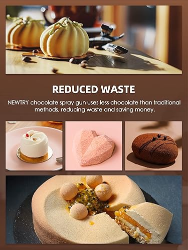 Miniatura 6 de NEWTRY Pistola pulverizadora de chocolate de 500 W para pasteles, pulverizador de pintura eléctrico de 110 V, kit de rociador de pasteles, 3 modos,