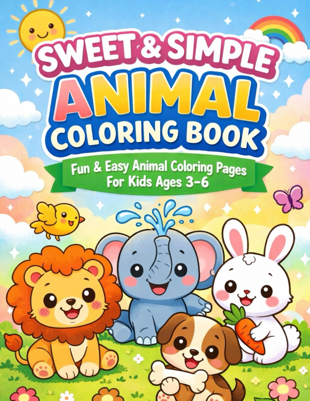 Sweet & Simple Animal Coloring Book: Cute & Easy Animal Coloring Pages For Toddlers and Preschoolers | Fun Simple Designs to Build Creativity and Fine Motor Skills