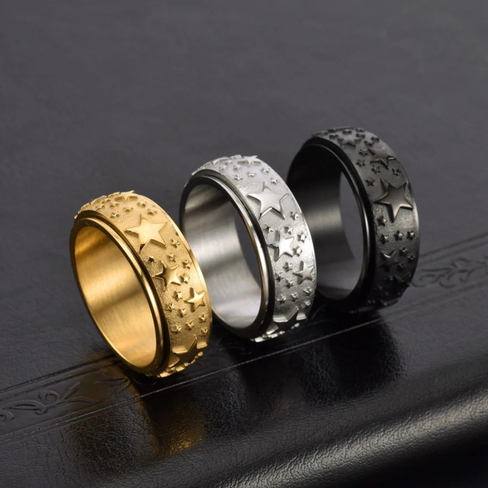 Ring Ringe Damen Bijouterie Herren Edgy Pentagramm Spinner Ring Hypoallergen Drehbarer Schmuck Unisex Fidget Band Für Stressabbau Gothic